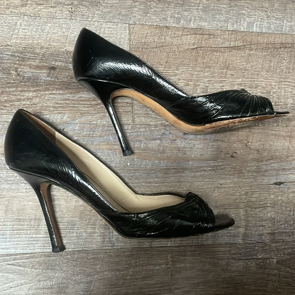 Jimmy Choo leather Peep-Toe Heels - Picture 6 of 9
